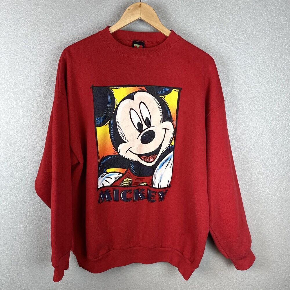 Vintage Mickey Unlimited Disney Mens Crewneck Sweatshirt XL Red Made in USA